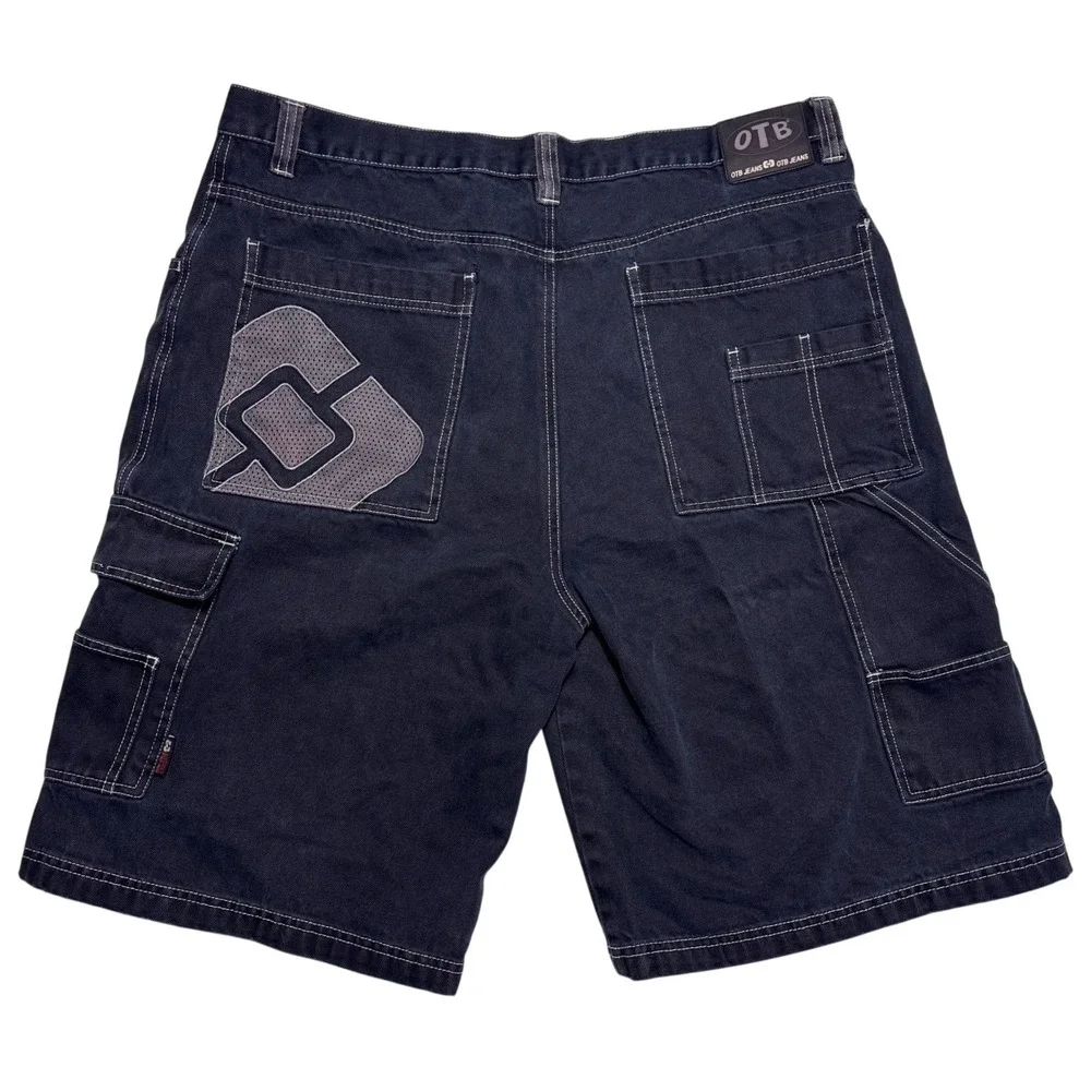 Vintage OTB Denim Jean Shorts Mens 36 Baggy Fit Jorts Black Skate Y2K 90s - Picture 1 of 8
